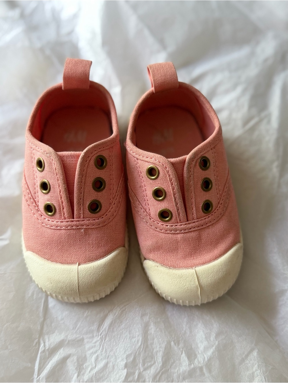 H&M Coral Pink Canvas Slip-On Sneakers for Kids